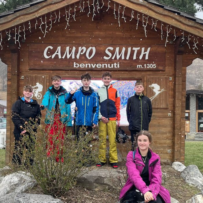 At the foot of the piste